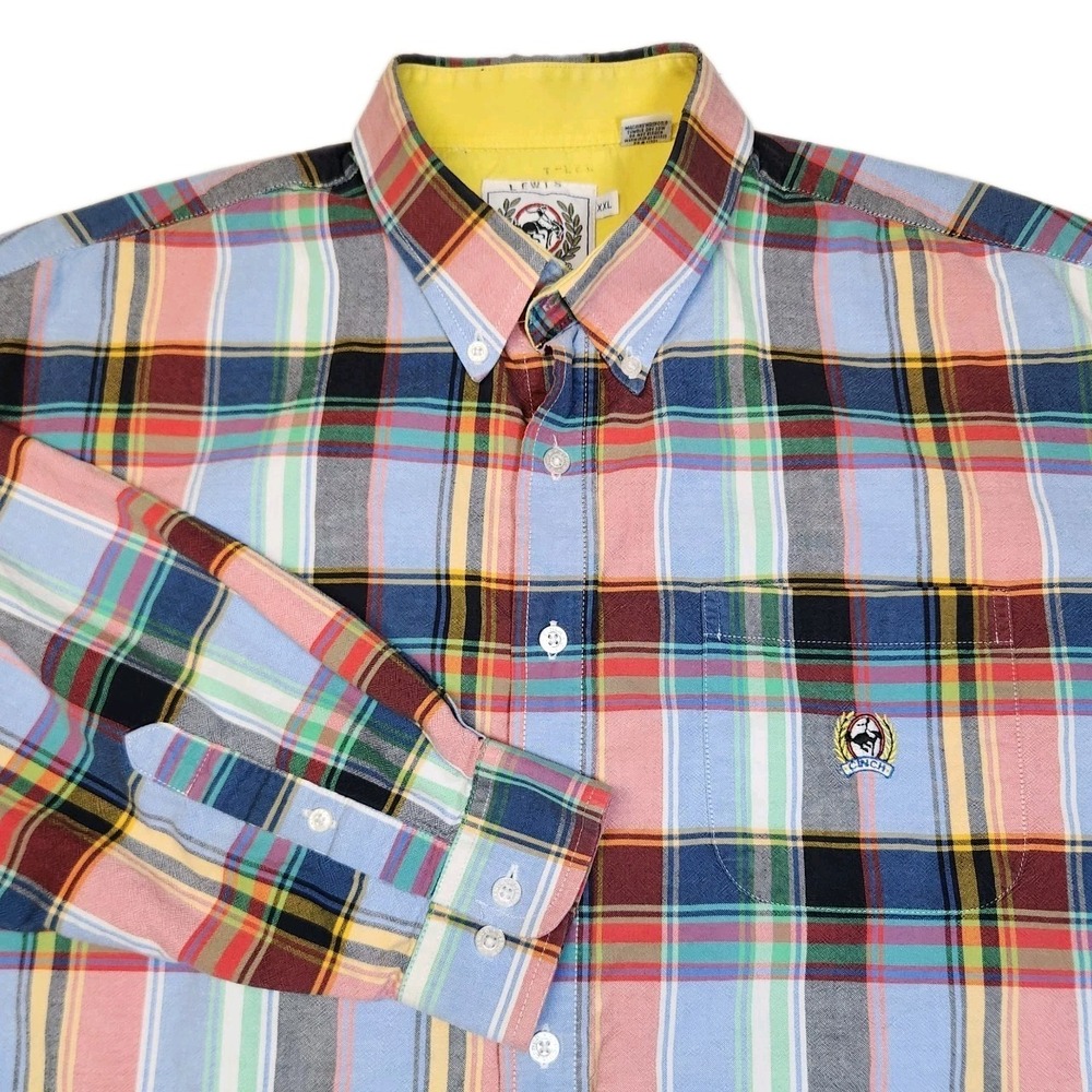 Vintage 90s CINCH Shirt Mens XXL Madras Plaid Western Button Down Made Mexico